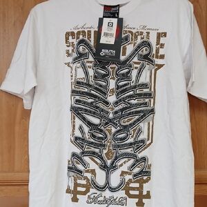 South Pole White and Black Short Sleeve Tee with Graphic Design